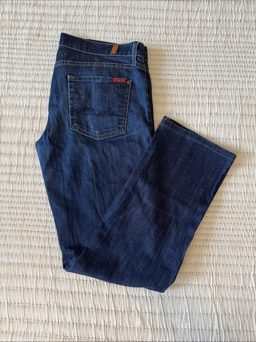 7 For All Mankind Women's Straight Leg Jeans in Dark Blue